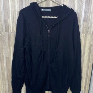 InCashmere Black Zip-Up Sweater